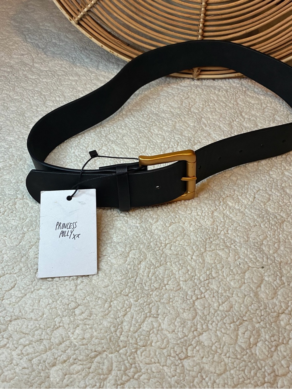 Princess Polly Black Belt with Gold Buckle